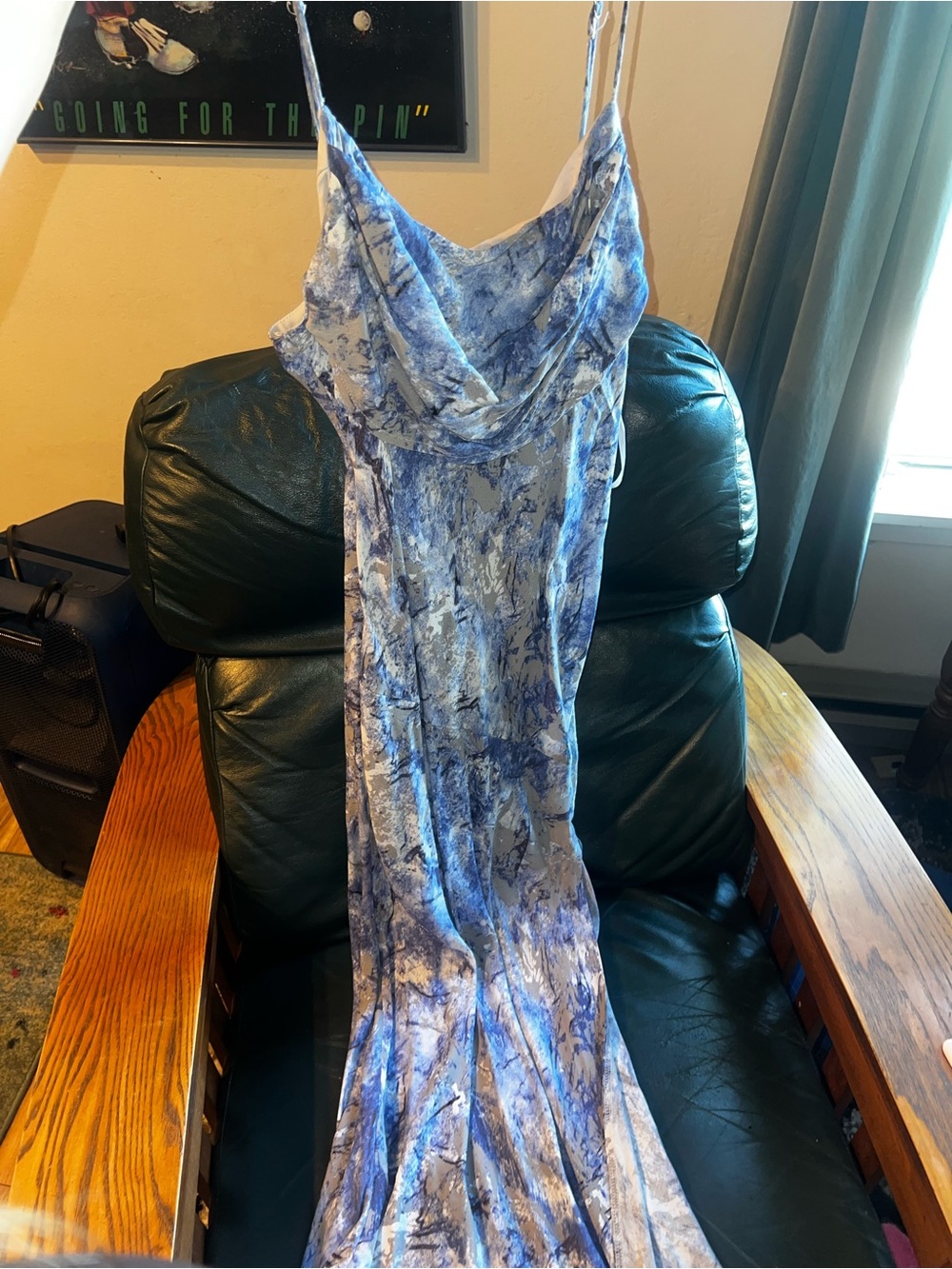 Hello Molly Blue Marble Maxi Slip Dress